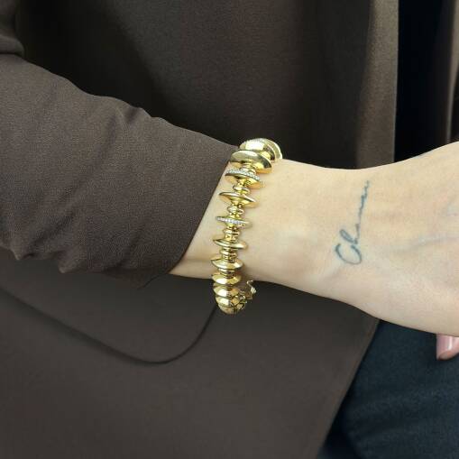 14 Ayar Altın Taşlı Ritim Bileklik - 4