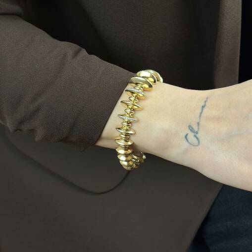 14 Ayar Altın Taşlı Ritim Bileklik - 6