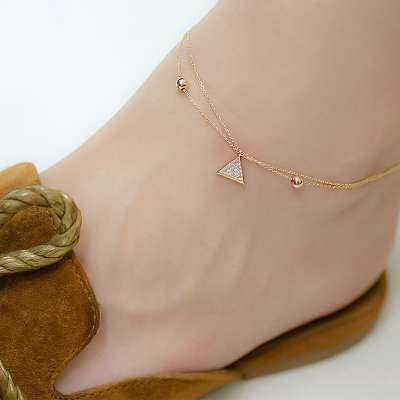 14 Ayar Altın Taşlı Üçgen Halhal - 2