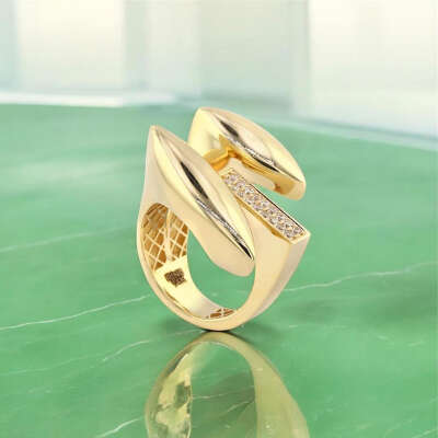 14 Ayar Altın Taşlı Yüzük – Zirkonlu Regold Tasarım - ENGİNGOLD RGL