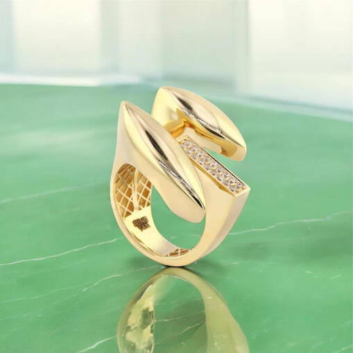 14 Ayar Altın Taşlı Yüzük – Zirkonlu Regold Tasarım - 1