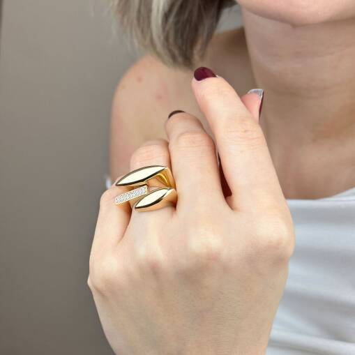 14 Ayar Altın Taşlı Yüzük – Zirkonlu Regold Tasarım - 3