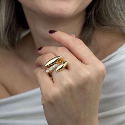 14 Ayar Altın Taşlı Yüzük – Zirkonlu Regold Tasarım - 2