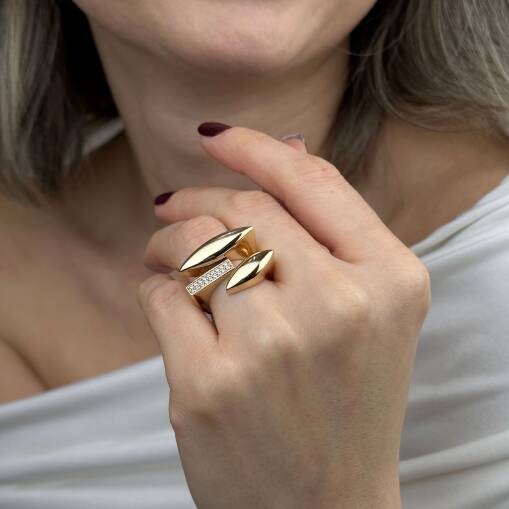 14 Ayar Altın Taşlı Yüzük – Zirkonlu Regold Tasarım - 2