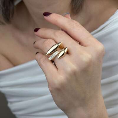 14 Ayar Altın Taşlı Yüzük – Zirkonlu Regold Tasarım - 5