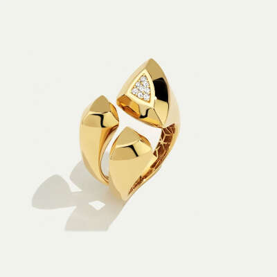 14 Ayar Altın Taşlı Yüzük – Zirkonlu Üçgen Form - ENGİNGOLD RGL