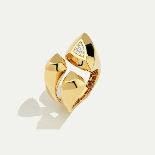 14 Ayar Altın Taşlı Yüzük – Zirkonlu Üçgen Form - 1