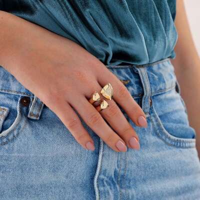 14 Ayar Altın Taşlı Yüzük – Zirkonlu Üçgen Form - 4