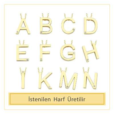 14 Ayar Altın Taşlı Z Harfi Kolye - 3