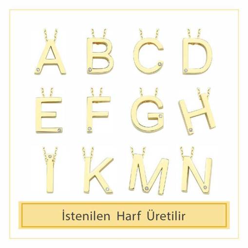 14 Ayar Altın Taşlı Z Harfi Kolye - 3