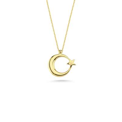 14 Ayar Altın Taşsız Ayyıldız Kolye - ENGİNGOLD