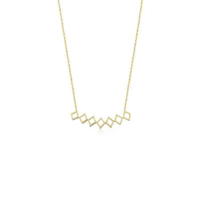 14 Ayar Altın Taşsız Geometrik Kolye - ENGİNGOLD