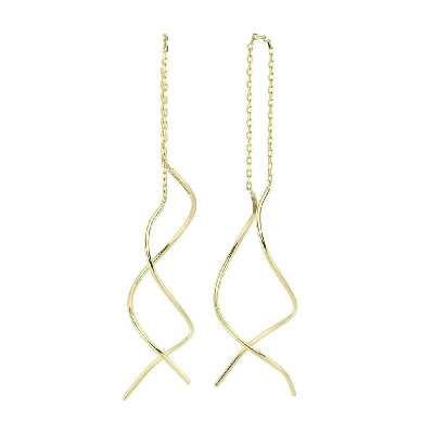 14 Ayar Altın Taşsız Geometrik Küpe - ENGİNGOLD