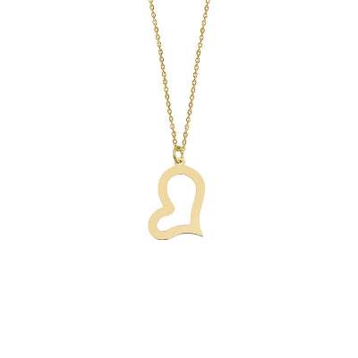 14 Ayar Altın Taşsız Kalp Kolye