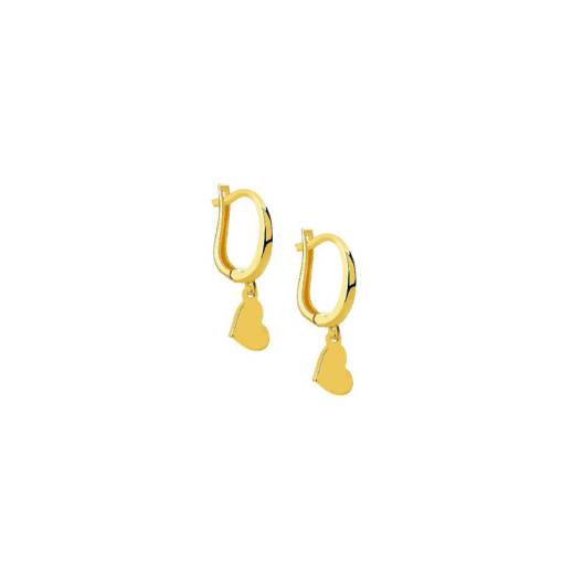 14 Ayar Altın Taşsız Kalp Küpe - 2