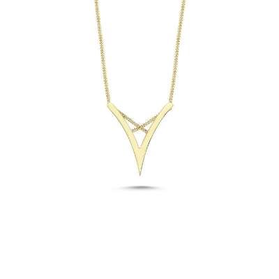14 Ayar Sade Altın Geometrik Kolye - ENGİNGOLD