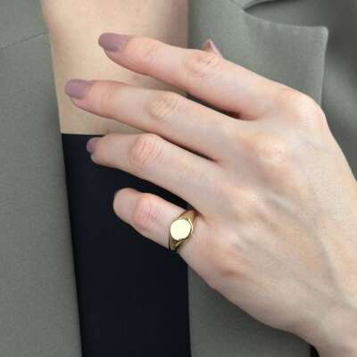 14 Ayar Altın Taşsız Yüzük – Şovalye Temalı Eklem Model - ENGİNGOLD LİA