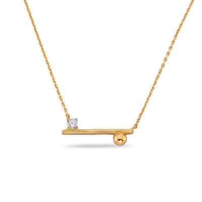 14 Ayar Altın Tektaş Çubuk Kolye - ENGİNGOLD