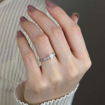 14 Ayar Altın Tektaş Yüzük | Zarif Tek Taş Model - 2