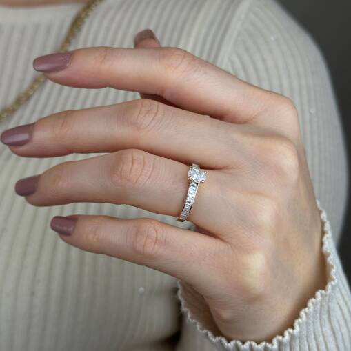 14 Ayar Altın Tektaş Yüzük | Zarif Tek Taş Model - 4