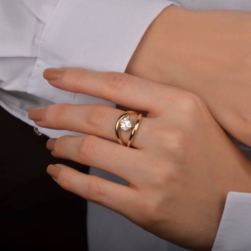 14 Ayar Altın Tektaş Yüzük - 1