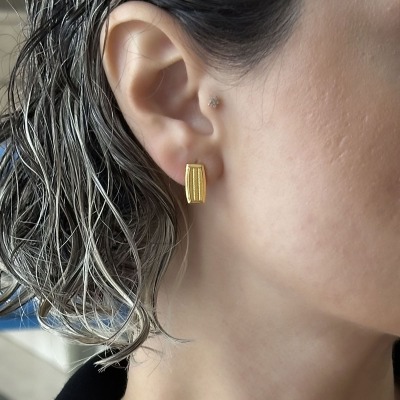 14 Ayar Altın Trabzon Hasır J Küpe - ENGİNGOLD BAK