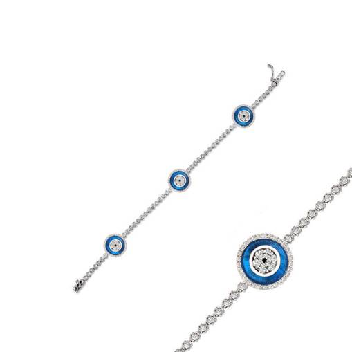 14 Ayar Altın Tria Nazar Boncuklu Bileklik - 1