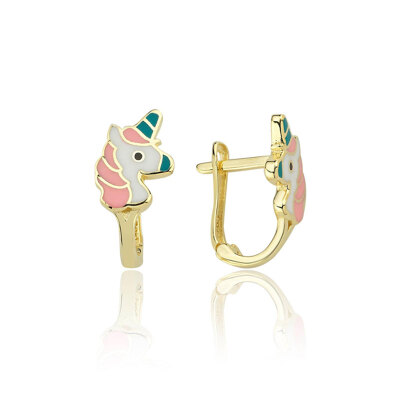 14 Ayar Altın Unıcorn Çocuk Küpesi - ENGİNGOLD