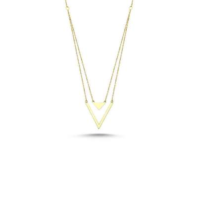 14 Ayar Altın V Üçgen Kolye - ENGİNGOLD