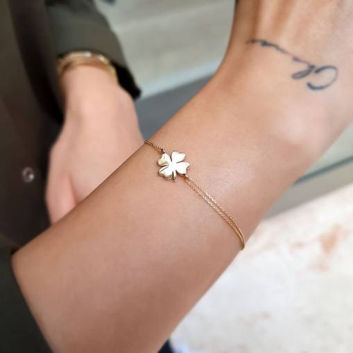 14 Ayar Altın Yonca Bileklik – Şans Sembolü Takı - 3