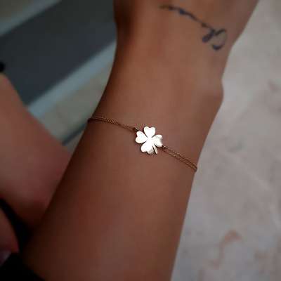 14 Ayar Altın Yonca Bileklik – Şans Sembolü Takı - 2