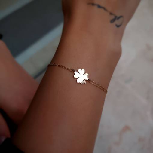 14 Ayar Altın Yonca Bileklik – Şans Sembolü Takı - 2