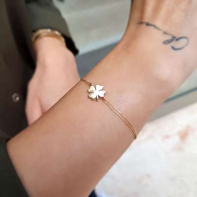 14 Ayar Altın Yonca Bileklik – Şans Sembolü Takı - 3