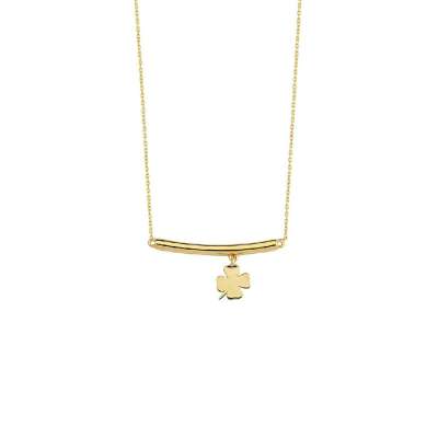 14 Ayar Altın Yonca Figürlü Çubuk Kolye - ENGİNGOLD