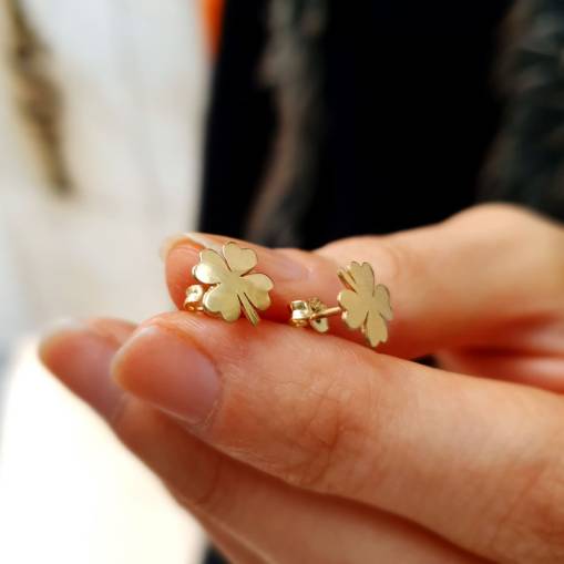 14 Ayar Altın Yonca Küpe - 2