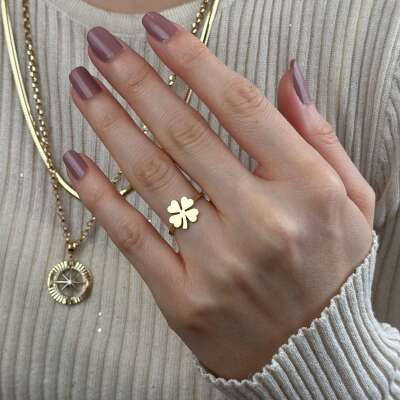 14 Ayar Altın Yonca Yüzük – Şans ve Zarafet - 2