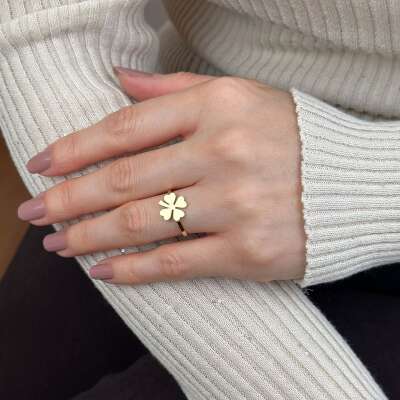 14 Ayar Altın Yonca Yüzük – Şans ve Zarafet - 5