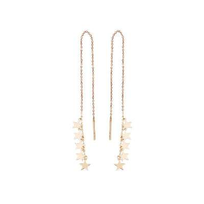 14 Ayar Altın Zincir Sallantılı Yıldız Küpe - ENGİNGOLD