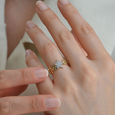 14 Ayar Zirkon Taşlı Yıldız Yüzük - 4