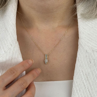 14 Ayar Bar Taşlı Altın Kolye - 2