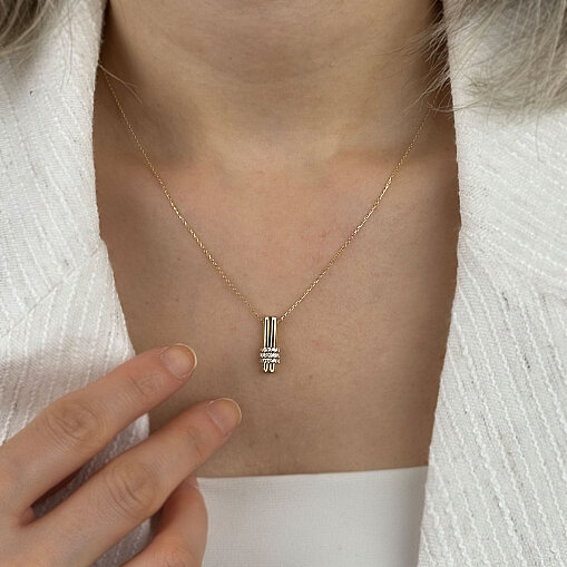 14 Ayar Bar Taşlı Altın Kolye - 2