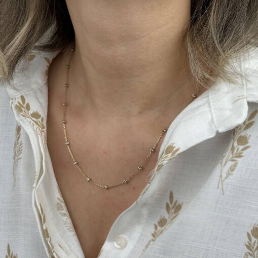 14 Ayar Beyaz Altın Dorika Kolye – Zarif Zincir Tasarım - 2