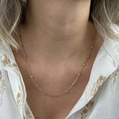 14 Ayar Beyaz Altın Dorika Kolye – Zarif Zincir Tasarım - 4