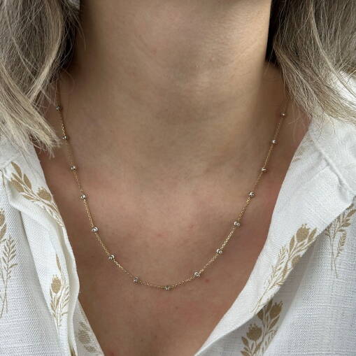 14 Ayar Beyaz Altın Dorika Kolye – Zarif Zincir Tasarım - 4