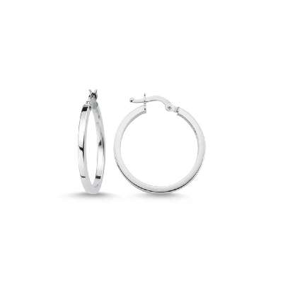 14 Ayar Beyaz Altın Halka Küpe - ENGİNGOLD ARP