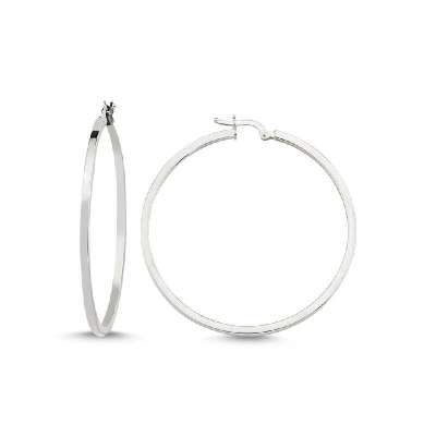 14 Ayar Beyaz Altın Halka Küpe