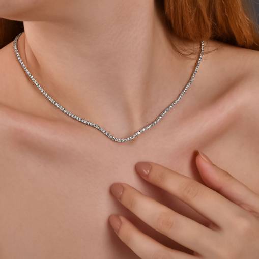 14 Ayar Beyaz Altın Suyolu Kolye - 2