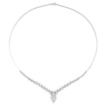 14 Ayar Beyaz Altın Taşlı Gerdanlık - ENGİNGOLD SRD