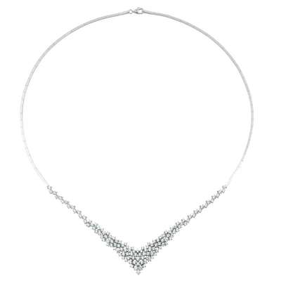 14 Ayar Beyaz Altın Taşlı Gerdanlık - ENGİNGOLD SRD