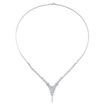 14 Ayar Beyaz Altın Taşlı Gerdanlık - ENGİNGOLD SRD